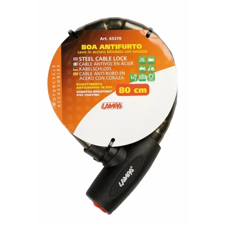 Antifurt cablu din otel calit acoperit cu plastic Boa O24mm - 80cm