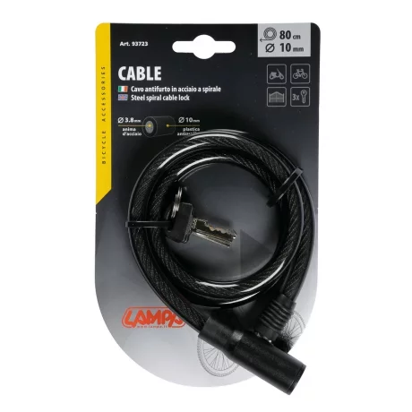 Antifurt cablu spiralat, acoperit cu plastic, O10mm - 80cm