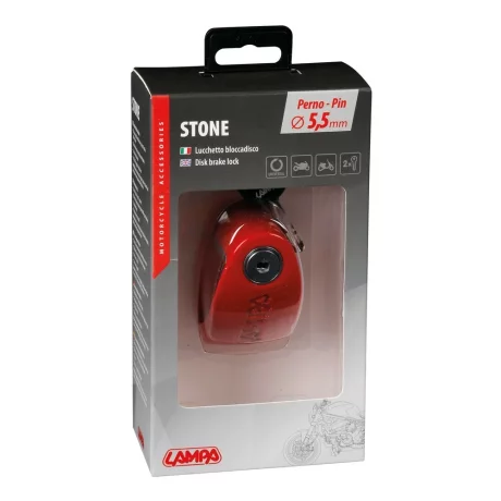 Antifurt motocicleta cu blocare disc de frana Stone - Bolt O5,5mm - Rosu