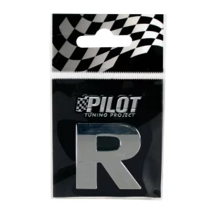Autocolant 3D crom Type-3 (28mm) litera - R