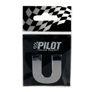 Autocolant 3D crom Type-3 (28mm) litera - U
