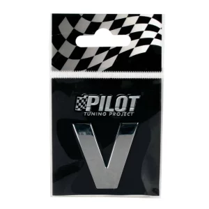 Autocolant 3D crom Type-3 (28mm) litera - V