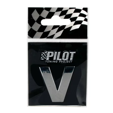 Autocolant 3D crom Type-3 (28mm) litera - V