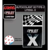 Autocolant 3D crom Type-3 (28mm) litera - X