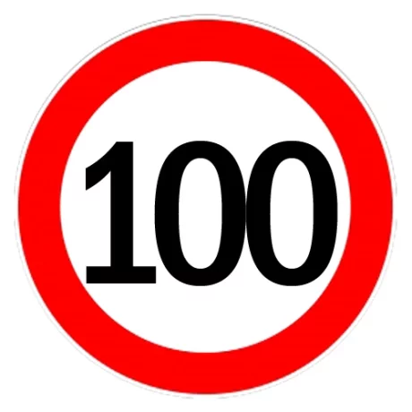 Autocolant limitator viteza 100km/h - O13cm