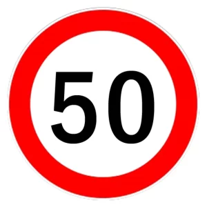 Autocolant limitator viteza 50km/h - O13cm