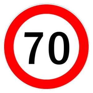Autocolant limitator viteza 70km/h - O13cm