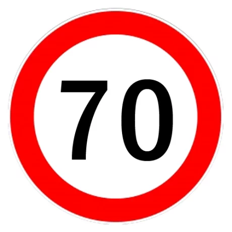 Autocolant limitator viteza 70km/h - O13cm