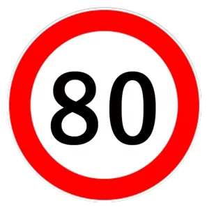Autocolant limitator viteza 80km/h - O13cm