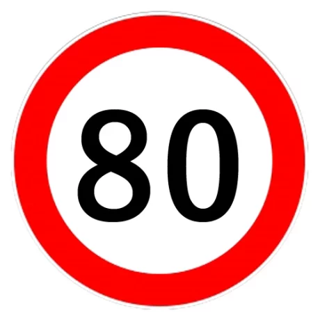 Autocolant limitator viteza 80km/h - O13cm