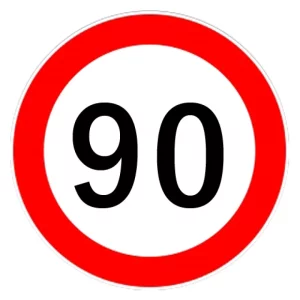 Autocolant limitator viteza 90km/h - O13cm