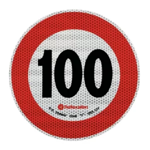 Autocolant limitator viteza reflectorizant, conform standardelor europene clasa 2, O20cm, 100km/h