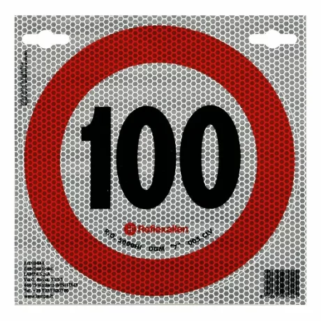 Autocolant limitator viteza reflectorizant, conform standardelor europene clasa 2, O20cm, 100km/h