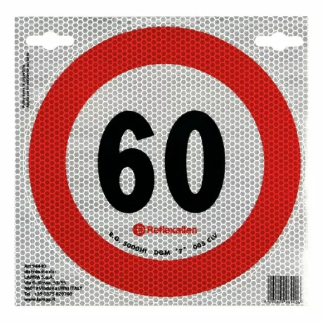 Autocolant limitator viteza reflectorizant, conform standardelor europene clasa 2, O20cm, 60km/h