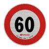Autocolant limitator viteza reflectorizant, conform standardelor europene clasa 2, O20cm, 60km/h