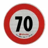Autocolant limitator viteza reflectorizant, conform standardelor europene clasa 2, O20cm, 70km/h