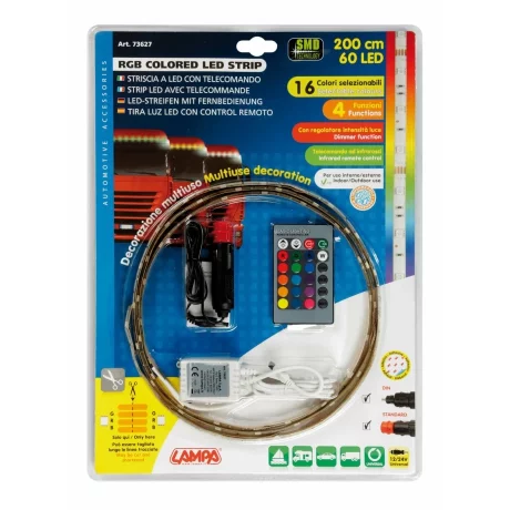 Banda LED RGB cu telecomanda 12/24V - 200cm