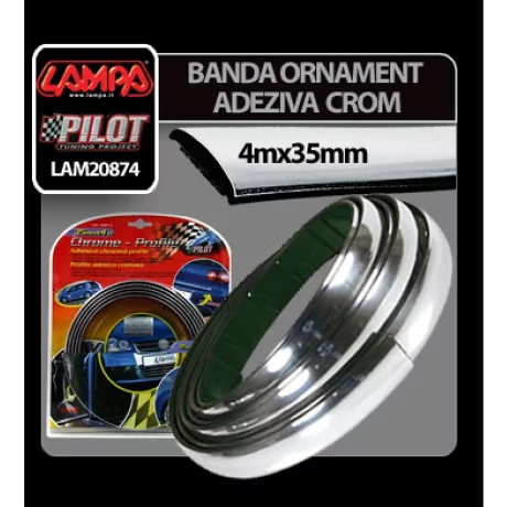 Banda ornament crom adeziva - 4m x 35mm