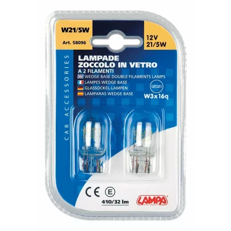 Bec 12V W21/5W - 21/5W pozitie si frana soclu sticla W3x16q 2buc Lampa