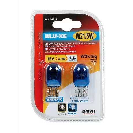 Bec Blu-Xe 21/5W 12V dublu filament cap sticla W3x16q 2buc