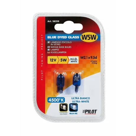 Bec Blu-Xe 5W 12V pozitie cap sticla W2,1x9,5d 2buc