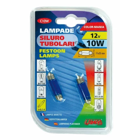 Bec clasic 12V sofit 11x35mm SV8,5-8 2buc - Albastru