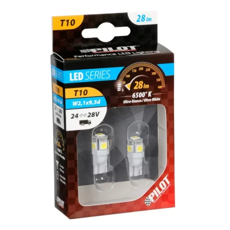 Bec Hyper-Led15 - 5SMD 24V pozitie T10 W2,1x9,5d 2buc - Alb