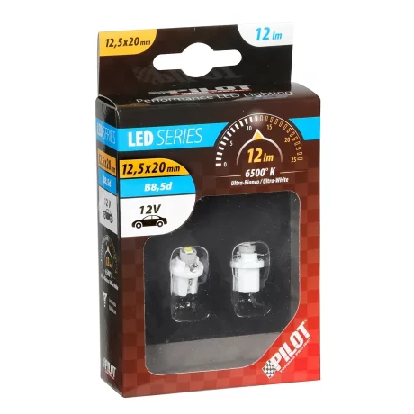 Bec Hyper-Led2 - 1SMD 12V ilum. bord soclu pl.B8,5d 2buc - Alb