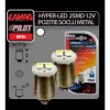 Bec Hyper-Led4 - 2SMD 12V pozitie soclu metal BA9s 2buc - Alb