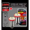 Bec Hyper-Led4 - 2SMD 12V pozitie soclu metal BA9s 2buc - Rosu