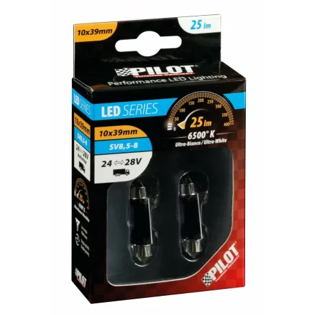Bec Hyper-Led9 - 3SMD 24/28V sofit 10x39mm soclu SV8,5-8 2buc - Alb