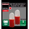 Bec tip LED 12V 5W soclu plastic T10 W2,1X9,5d 2buc Carpoint - Rosu focalizat