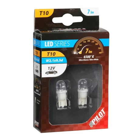 Bec tip LED 12V soclu pl. T10 W2,1X9,5d 2buc Alb focalizat