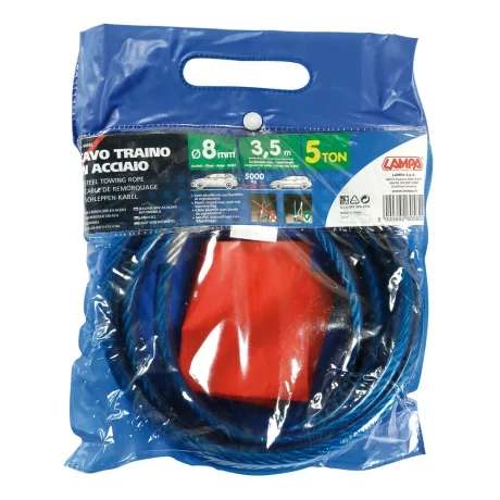Cablu tractare metalic O 8mm - 3,5m - 5000kg