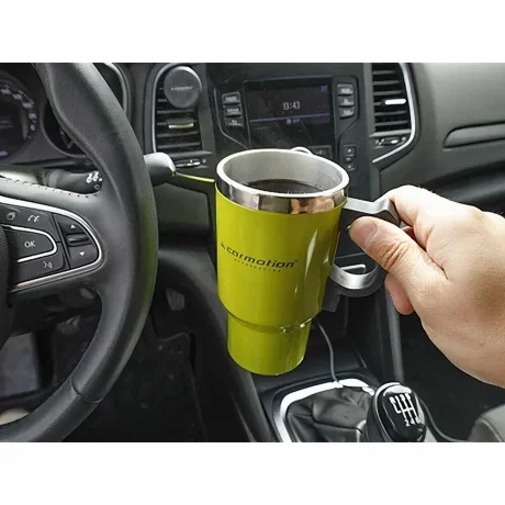 Cana termos cu incalzire Carmotion, 450ml, alimentare la bricheta auto 12V, Verde