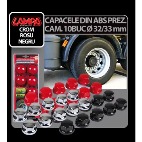 Capacele ABS prezoane camion 10buc - O 32/33mm - Crom