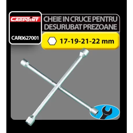 Cheie in cruce pentru desurubat prezoane roti 17-19-21-22mm Carpoint