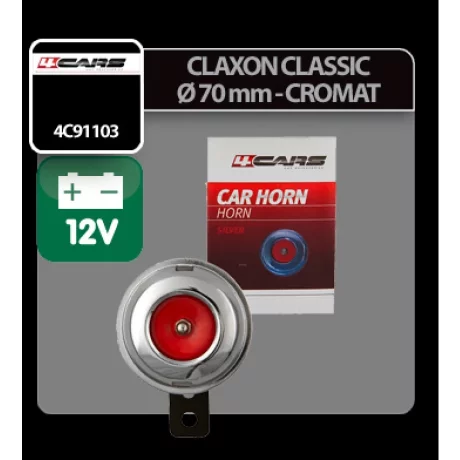 Claxon Classic cromat O 70mm, 12V - 4Cars