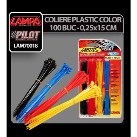 Coliere plastic color 100buc - 0,25x15cm