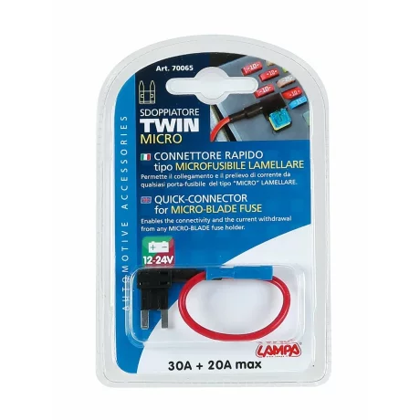 Conector rapid pentru doua sigurante plate mici 30+20A 12/24V