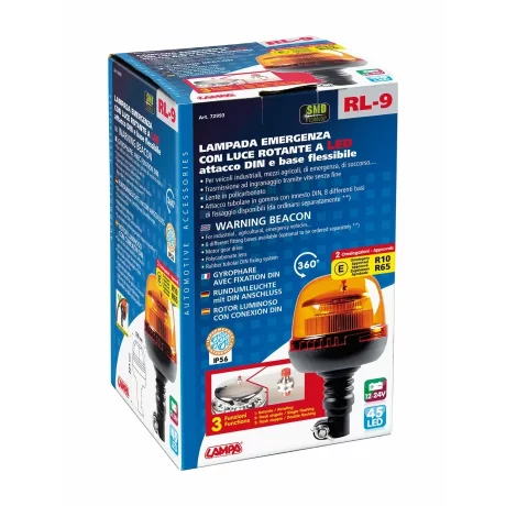 Girofar stroboscopic galben LED cu fixare DIN 12/24V RL-9