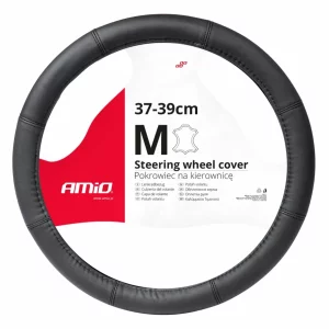 Husa volan din piele Amio SWC-48-M - O 37-39 cm - Negru