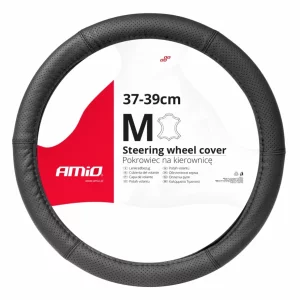 Husa volan din piele perforata Amio SWC-50-M - O 37-39 cm - Negru