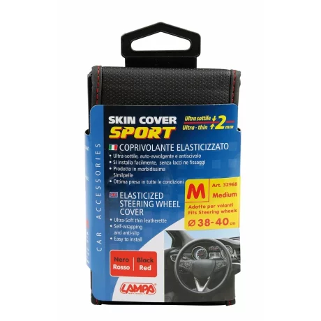 Husa volan elasticizata Skin Cover - M - O 38/40cm - Negru/Rosu