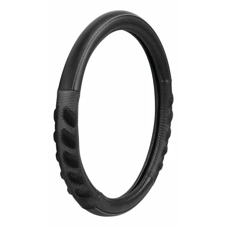 Husa volan imitatie piele Spa - M - O 37/39cm - Negru/Gri