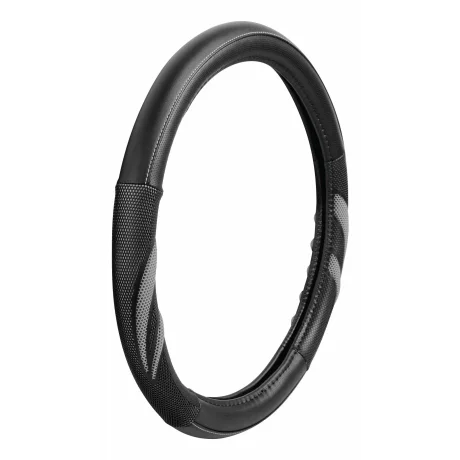 Husa volan imitatie piele Suzuka - M - O 37/39cm - Negru/Gri
