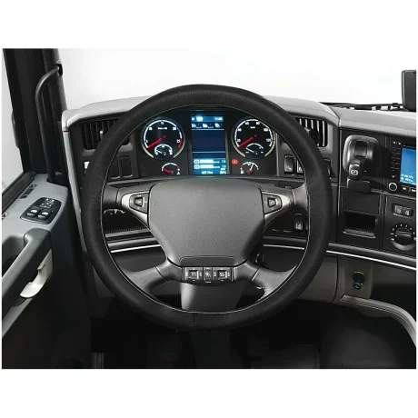 Husa volan piele pentru camion Premium - M - O 44-46 cm - Negru