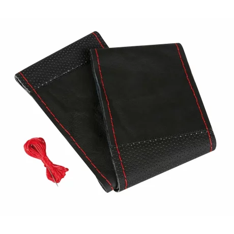 Husa volan piele Sport - Lampa - L - O 37-39cm - Negru/Rosu