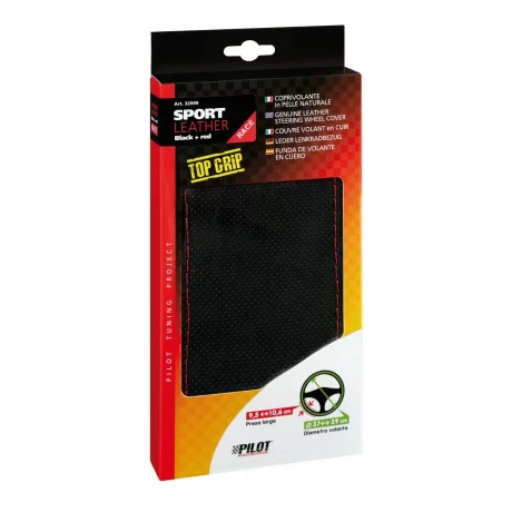 Husa volan piele Sport - Lampa - L - O 37-39cm - Negru/Rosu