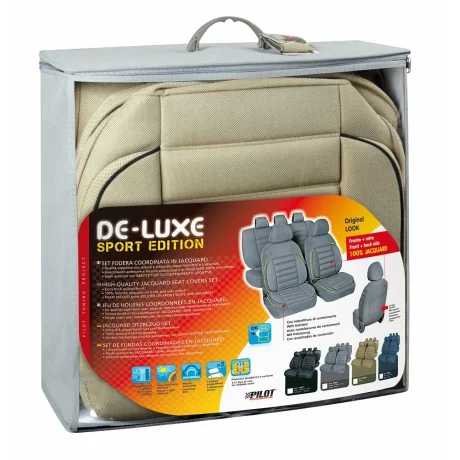 Huse scaun De-Luxe Sport Edition jacquard high-quality 9buc - Bej